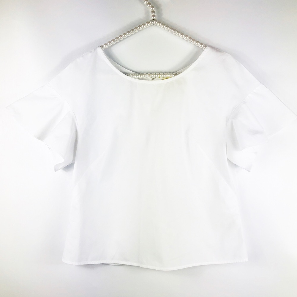 MAEVE | White Ruffled Sleeve Top Blouse Sz. 0